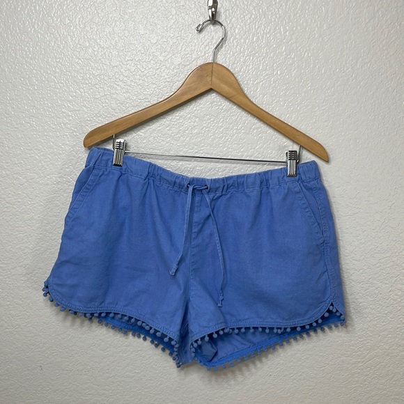J. Crew Pants - J. Crew Linen Blend Pom Pom Shorts | Blue | Large